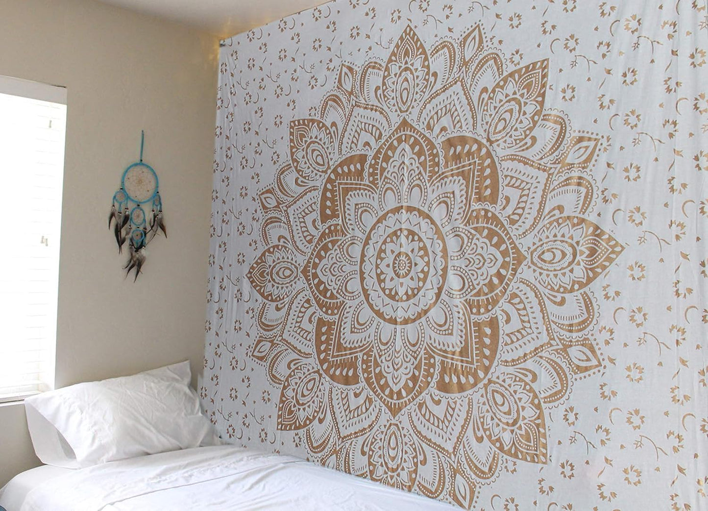 raajsee Indian Cotton Green Tapestry Mandala Wall Hangings- Tapestry For Bedroom - Indie Wall Tapestry Hippie Room Decor - Boho Small Tapestrys Aesthetic 30x40 Inches