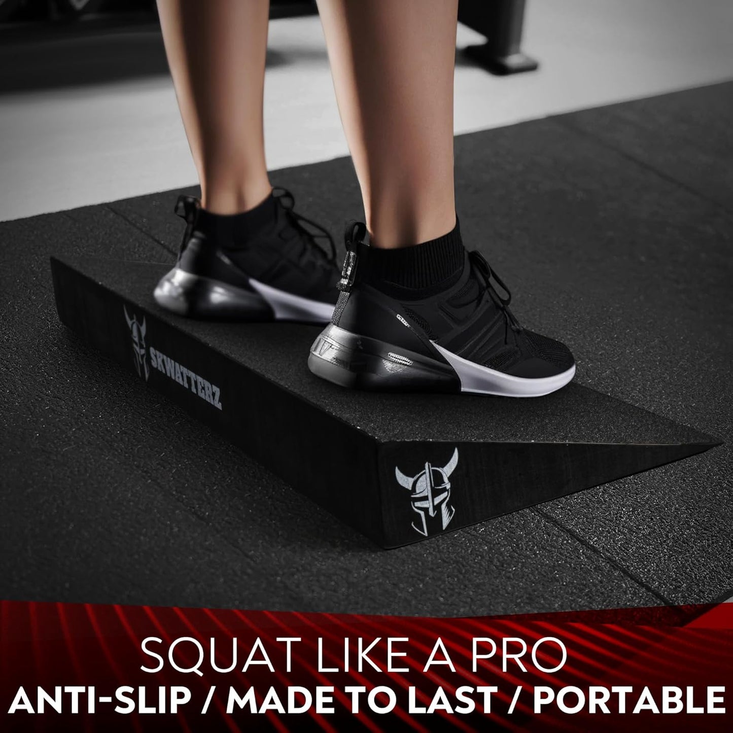 Slant Board Squat Wedge Boards For Exercise - ATG Workout Wedge With Anti Slip Sandgrip Layer Already Mounted - Calf Raise Block & Bulgarian Split Stand Squats wedges Incline - Heel Elevated Blocks