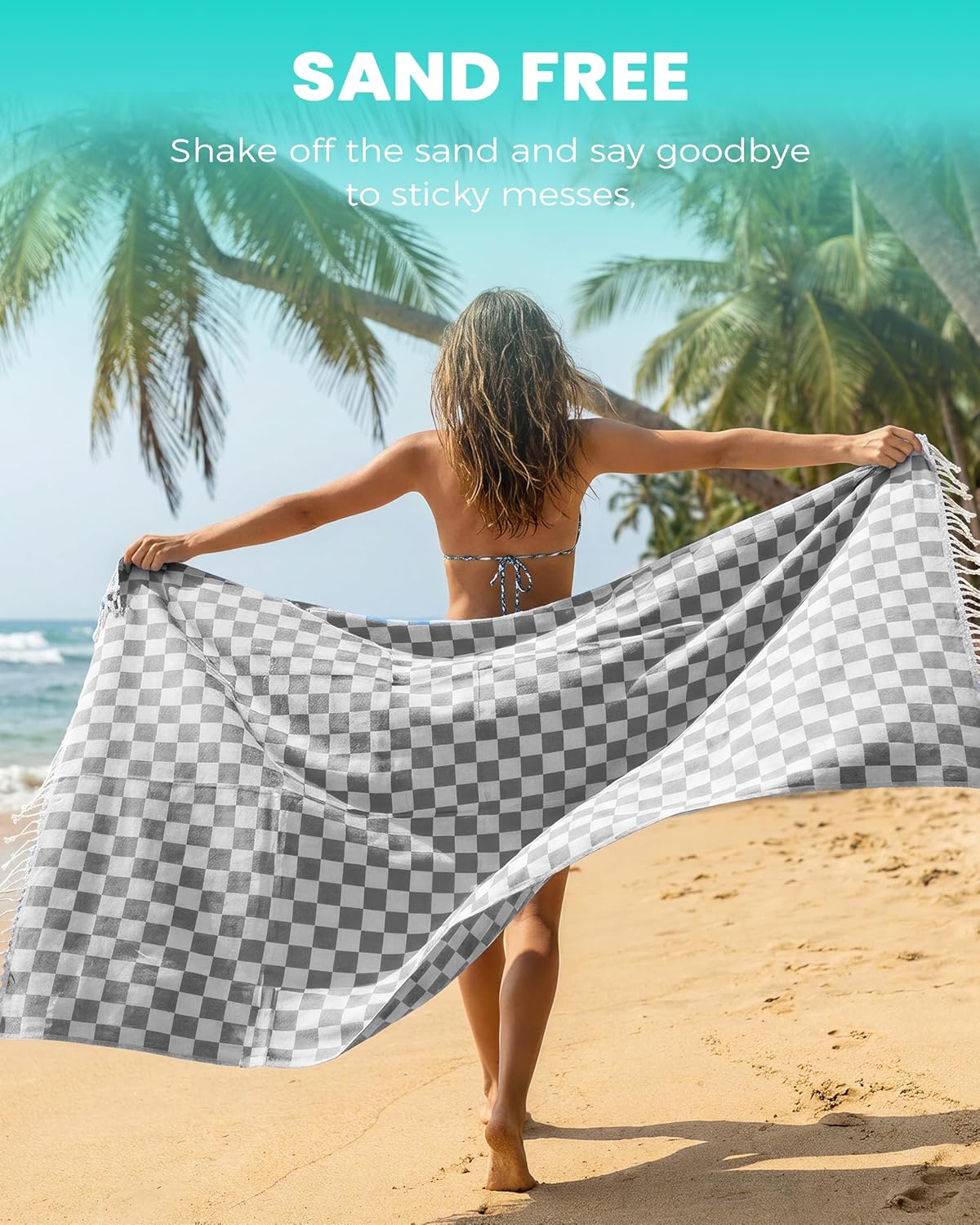 2 Packs Checkered Plaid Yoga Blanket Turkish Towel Extra Large Meditation Supplies Mat Cover Beach Blanket Women Birthday Gift for Mom Wife Sister Girlfriend Mother Adult Friend Husband Son Daughter