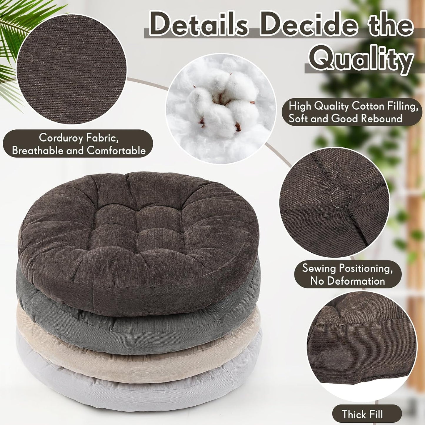 Jerify Floor Pillow Cushions Large Round Square Large Meditation Floor Pillow for Classroom Adult Meditation Picnic Party Seating Learning Daycare School(Square,Mixed Colors,4 Pcs)