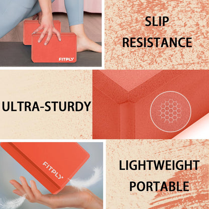 Yoga Blocks 2 Pack - Non-Slip Yoga Brick & Foam Blocks Yoga Set, High-Density Pilates Block for Stretching, Meditation, and Exercise Blocks Foam, Ideal for Deep Poses