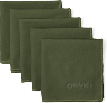 DRYKI Pocket-Sized Sweat Towels - The Original Sweat Absorbing Handkerchiefs - Quick-Dry Microfiber Sweat Rags for Face, Hands, & Body - Men & Women - Gym, Sports, and Work (Blue: 5 Pack)