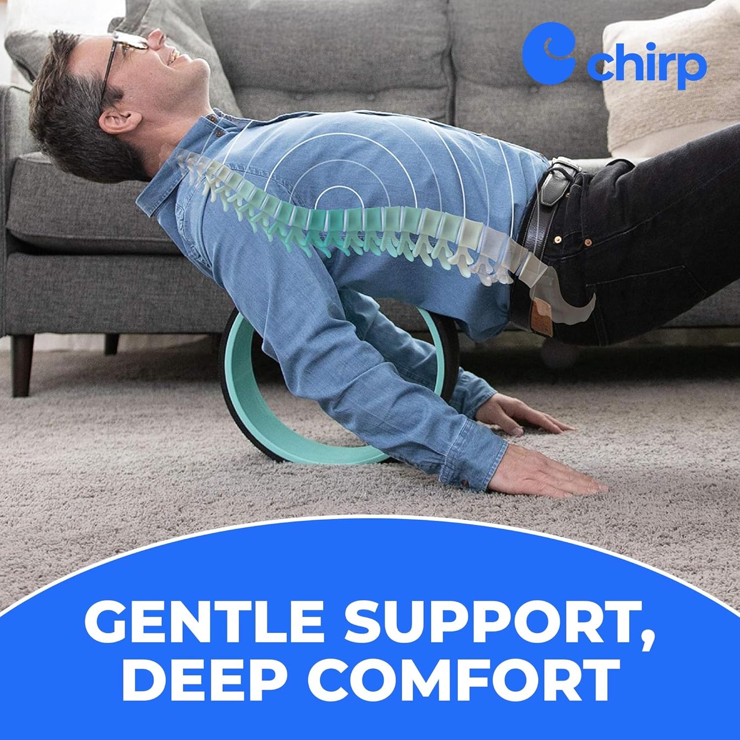 Chirp Wheel Foam Roller – Targeted Back & Neck Relief, Lumbar Spine Stretcher, Spinal Decompression Back Stretcher, Massage Roller with Density Foam for Physical Therapy, Supports 500lbs, 4-Pack Black