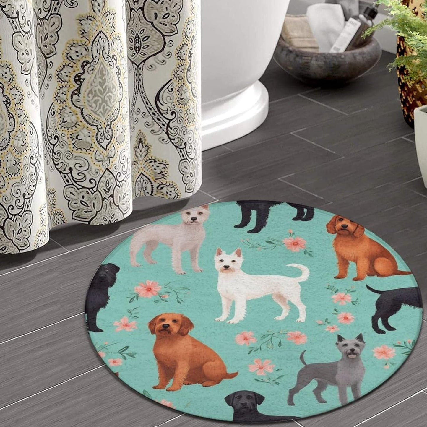 Large Home Decor Mat, Soft Round Yoga Carpet, Non Slip Machine Washable Home Office Circle Rug Gothic Witchy Sun Moon Mushroom Moth