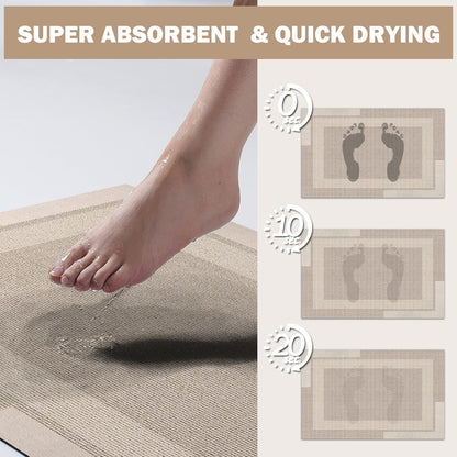 YDKGL Non Slip Long Bath Mat Bathroom Runner, Rubber Backing Ultra Thin Bathroom Rugs Fit Under Door Quick Dry Super Absorbent Washable Bath Rug Shower Mat for Bathtub Sink Floor, Dark Gray 17"x47"