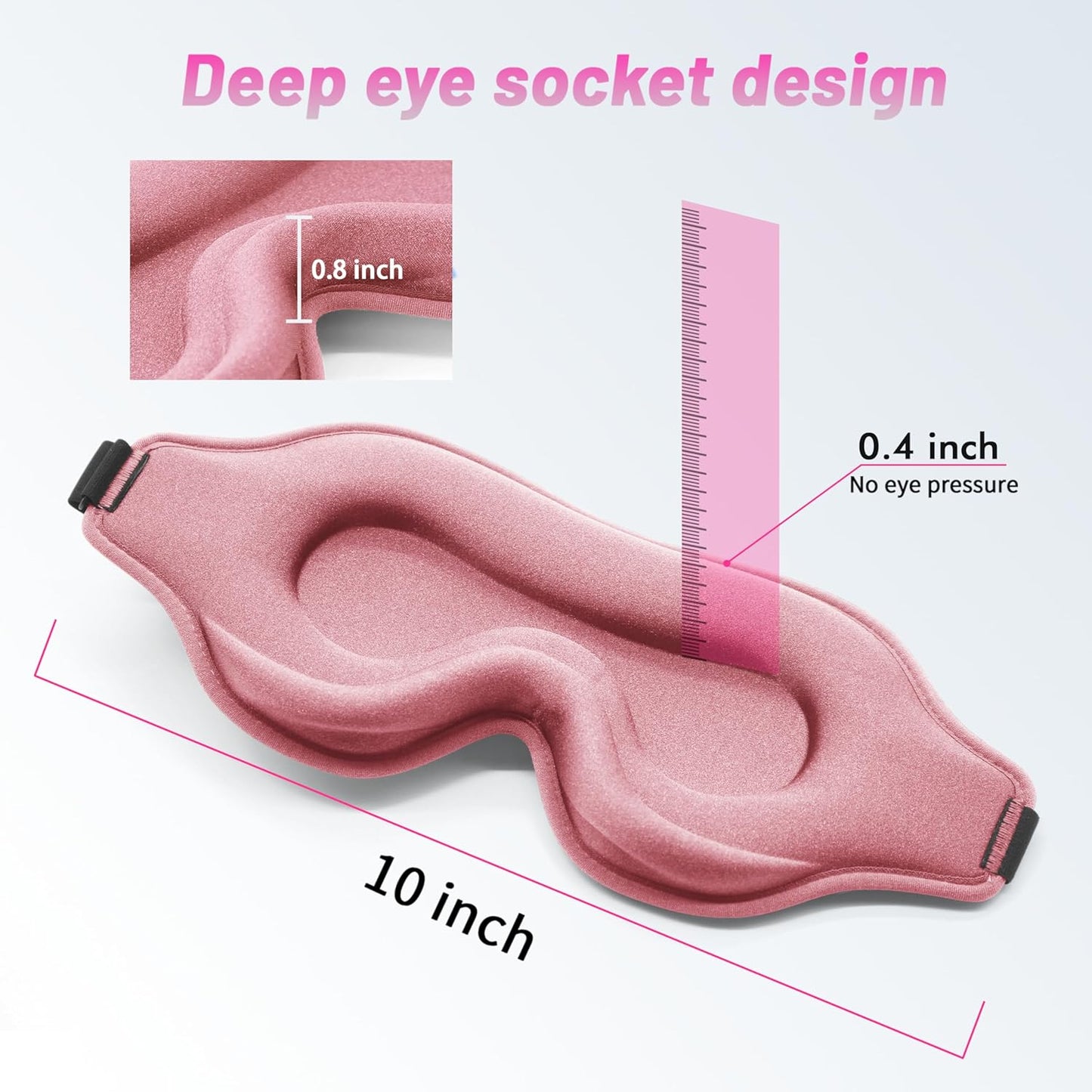 Sleep Eye Mask for Men Women, Sleeping Mask for Side Sleeper, Travel Blackout Night Blindfold Eye Shade Cover with Adjustable Strap (Black)