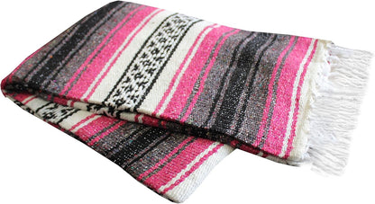Del Mex Classic Mexican Blanket, Large Authentic Woven Falsa Throw (70"x50"), Artisan Southwest Décor for Beach, Yoga, Outdoors (Lavender)
