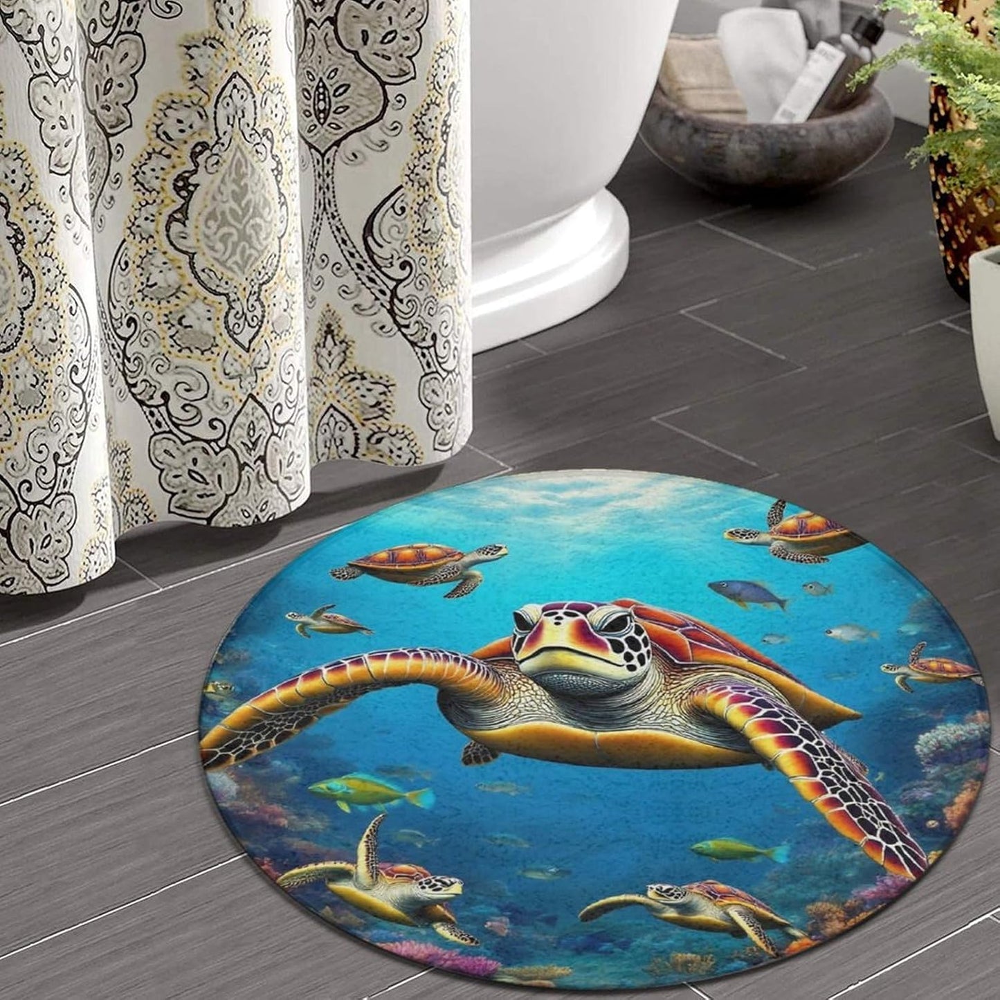 Soft Round Yoga Carpet, Office Chair Decor Round Mat for Carpet and Hardwood Floors Purple Butterfly