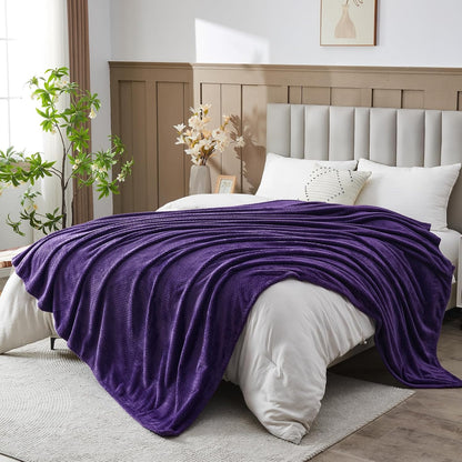 NEWCOSPLAY Super Soft Throw Blanket Light Purple Premium Silky Flannel Fleece Leaves Pattern Lightweight Bed Blanket All Season Use (Light Purple, Throw(50"x60")) - Colors A