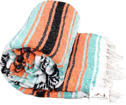 Open Road Goods Bulk Falsa Blankets - Handwoven Authentic Mexican Falsa - Great for Weddings, Yoga, Beach, Picnics, or Mexican Throw! (Tan, 7 Pack)