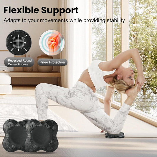2 Pack Yoga Knee Pads Mat Set - Extra Thick Foam Kneeling Pad Cushion for Knees, Elbows, Wrists, Head - Yoga Essentials for Women Men, Non-Slip Pilates, Meditation, Floor Workouts