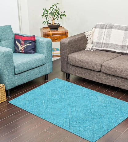 Hand Braided Jute 4 Ft Square Kilim Rug Flatweave Pink Geometric Pattern Jute Sisal Rug, Thick 0.27 Inch Indoor Outdoor Carpet for Kitchen, Bedside, Yoga Mat - Colors A