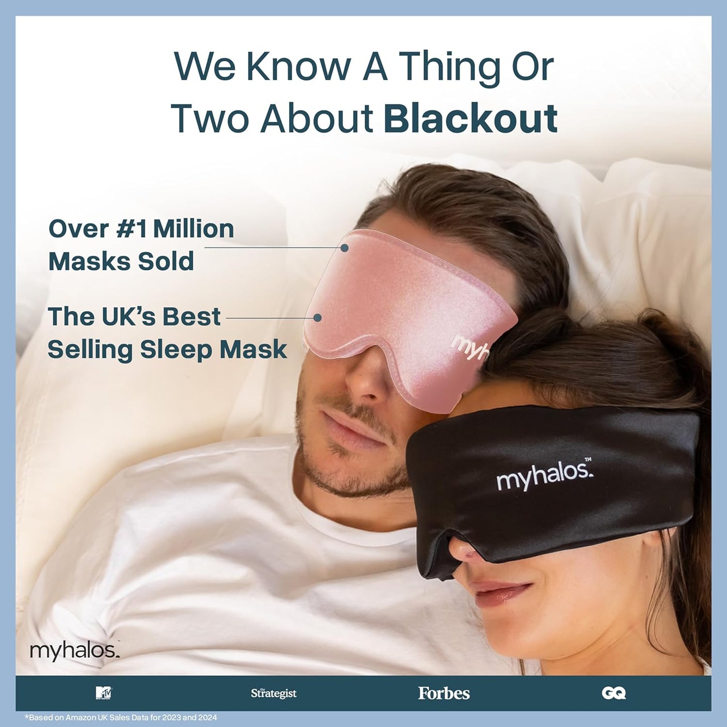 MyHalos® Sleep Mask – 3D Blackout Eye Mask for Women & Men, Side Sleepers, Zero Pressure Memory Foam Eyelash Friendly, Breathable,Award-Winning Sleep Aid for Travel (Black, 1 Count (Pack of 1)