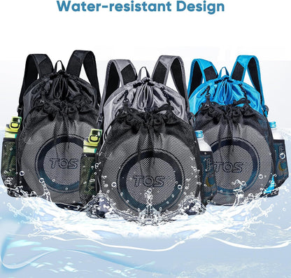 Large Beach Backpack Waterproof Sandproof - Customized Oversized Drawstring Pool Bag with Shoe Compartment for Toiletries, Towels, Gym, Travel
