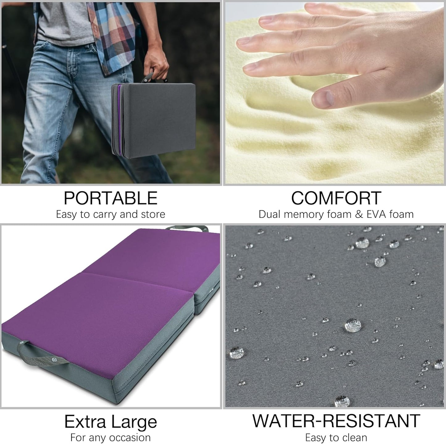 KI Store Garden Kneeling Pad Memory Form Knee Cushions for Gardening Extra Thick Knee Pad Water Resistant Prayer Pillow for Work Yoga Physical Therapy Purple