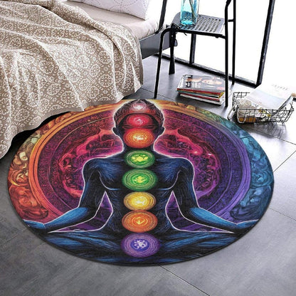 Home Decor Non Slip Kitchen Office Circle Rug, Machine Washable Modern Round Area Rug, Room Sofa Yoga Soft Round Carpet Purple Galaxy Trippy Space Astronaut Art, 36inch