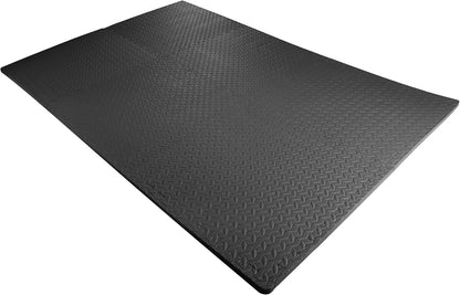 BalanceFrom Puzzle Exercise Mat 1" Thick, EVA Interlocking Foam Floor Tiles for Home Gym, Mat for Home Workout Equipment, Floor Padding for Kids, Black, 24 in x 24 in x 1 in, 24 Sq Ft - 6 Tiles