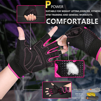 MOREOK Workout Gloves Padded Weight Lifting Gloves for Men/Women, [3MM Gel] Fingerless Grip Gym Gloves Fitness Gloves for Exercise,Hanging,Weightlifting, Cycling, Pull ups, Rowing