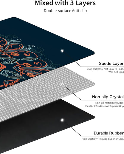 nuveti Printed Travel Yoga Mat-1/16 Inch Thick Non Slip Fitness Workout Mat with Carrying Bag, Foldable Lightweight Suede & Natural Rubber Yoga Mat for Yoga Pilates and Fitness 72" L x 24" W x 1.5mm