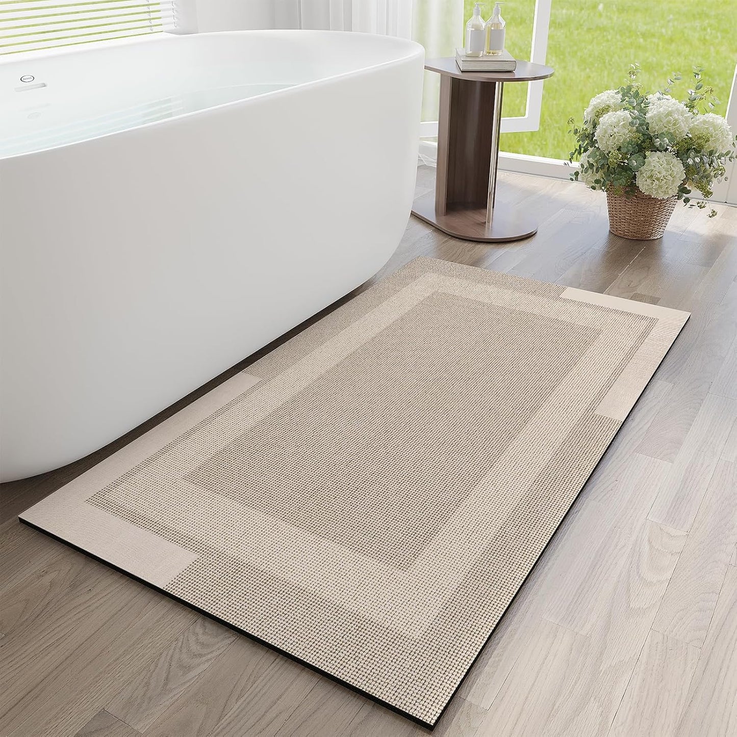 YDKGL Non Slip Long Bath Mat Bathroom Runner, Rubber Backing Ultra Thin Bathroom Rugs Fit Under Door Quick Dry Super Absorbent Washable Bath Rug Shower Mat for Bathtub Sink Floor, Dark Gray 17"x47"