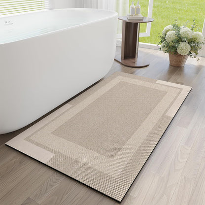 YDKGL Non Slip Long Bath Mat Bathroom Runner, Rubber Backing Ultra Thin Bathroom Rugs Fit Under Door Quick Dry Super Absorbent Washable Bath Rug Shower Mat for Bathtub Sink Floor, Dark Gray 17"x47"