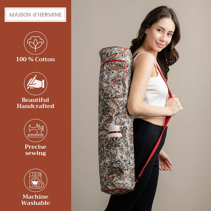 Maison d' Hermine Yoga Mat bag, Cylindrical bag for Woman&Men, yoga mat Bag &Adjustable shoulder straps Yoga Mat Carrier Bag with Drawstring Water Bottle Pocket and zipper pocket Easter Gifts