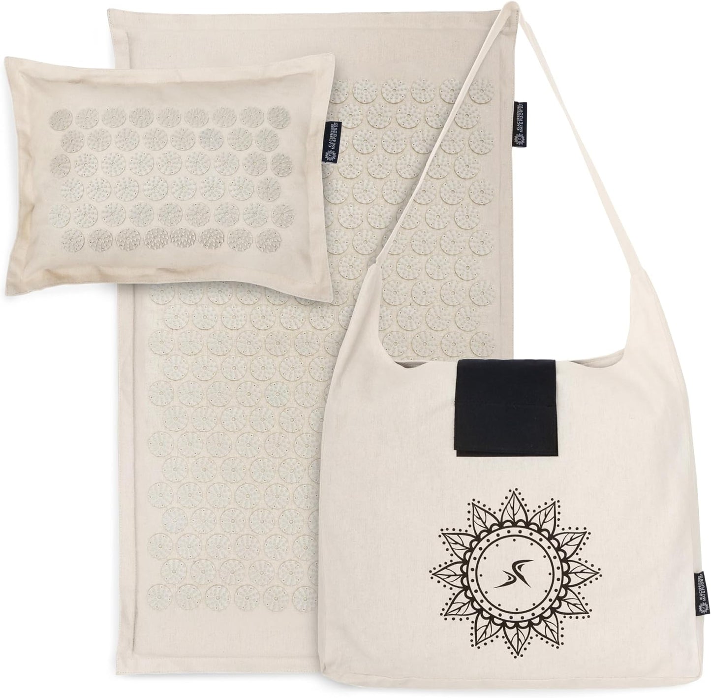 ProsourceFit Ki Acupressure Mat and Pillow Set with 100% Natural Linen for Back/Neck Pain Relief and Muscle Relaxation