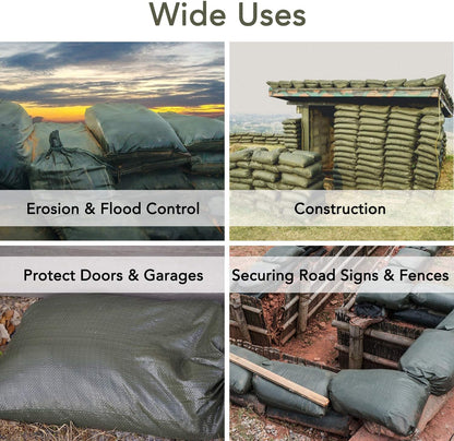 AK TRADING CO. 14" x 26" Poly Sandbags W/UV Protection & Built-in Ties - Flood Water Barrier - Tent Sandbags - Orange