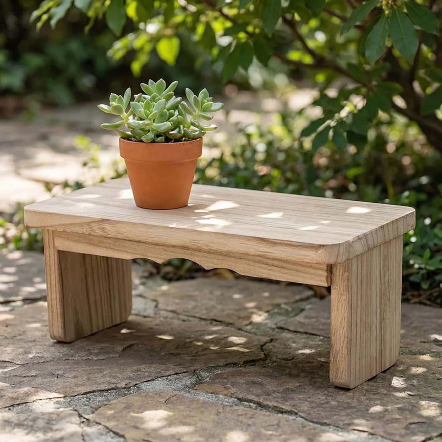 Wooden Step Stool - 9'' One Step Stool for Adults, Wooden Beside Step, Heavy Duty/Portable/Nonslip/Durable Construction Safe Step for Bedroom/Kitchen (Light Wood)