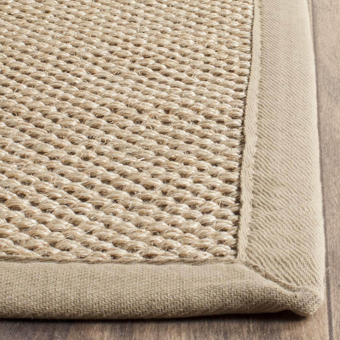 SAFAVIEH Area Rug 11x15 - Natural Fiber Collection - Large - Maize & Linen Color, Sisal, Woven Design with Border (NF141B) - Colors B