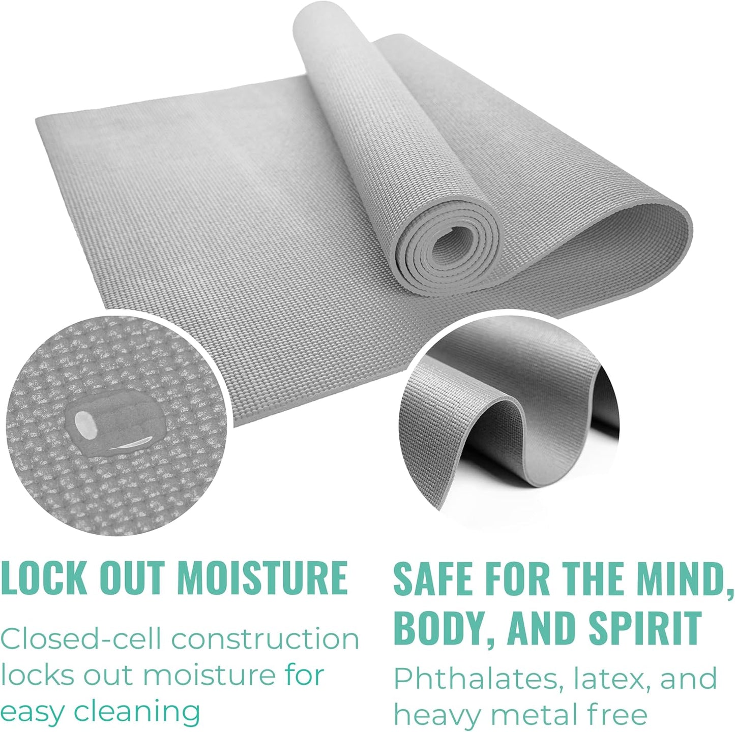 12-Pack Classic Yoga Mat With Carrying Strap, 68" x 24" Non Slip Exercise Mat, 4mm Thick Gym Mat, Bulk Non Toxic Yoga Mats for Home Workout, Schools, Classroom, and Studios