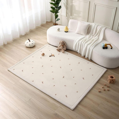 Hakuna Matte CloudSoft Mat for Floor 60" x 80" Beige – Coral Velvet Memory Foam Rug – Non-Slip, Water-Resistant