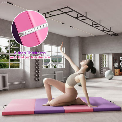Folding Gymnastics Mat, Exercise Mats, Gymnastics Tumbling Mats, Thick Portable Home Gym Floor Pad for Yoga, Pilates, Aerobics & Martial Arts Training