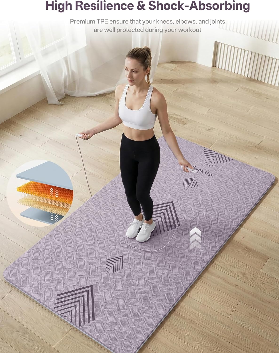 EaseUp Large yoga mat,73’x35.5’x0.4’,extra thick and wide,10mm pilates mat,non-slip exercise mat,workout mats for home gym