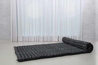 Leewadee - Kapok Roll Mat – Handcrafted Folding Sleep & Relaxation Mattress from Thailand, Ideal as Guest Bed, Camping Mat, Yoga Mat or Traditional Futon, 75 x 39 inches, Anthracite