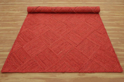Hand Braided Jute 4 Ft Square Kilim Rug Flatweave Pink Geometric Pattern Jute Sisal Rug, Thick 0.27 Inch Indoor Outdoor Carpet for Kitchen, Bedside, Yoga Mat - Colors C