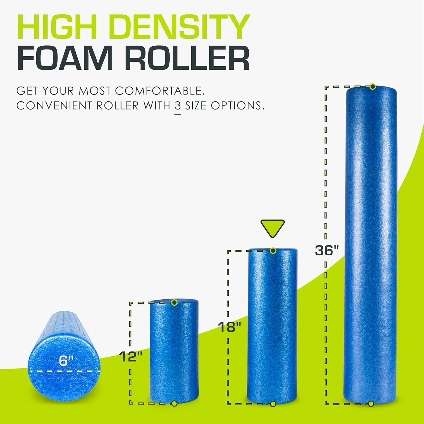ProsourceFit High Density Foam Rollers 12 - inches long, Firm Full Body Athletic Massage Tool for Back Stretching, Yoga, Pilates, Post Workout Muscle Recuperation, Black