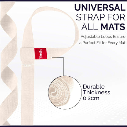 Yoga Mat Straps 2 in 1 - Cotton - Adjustable anti-slip straps for yoga, pilates, stretching, for carrying mats