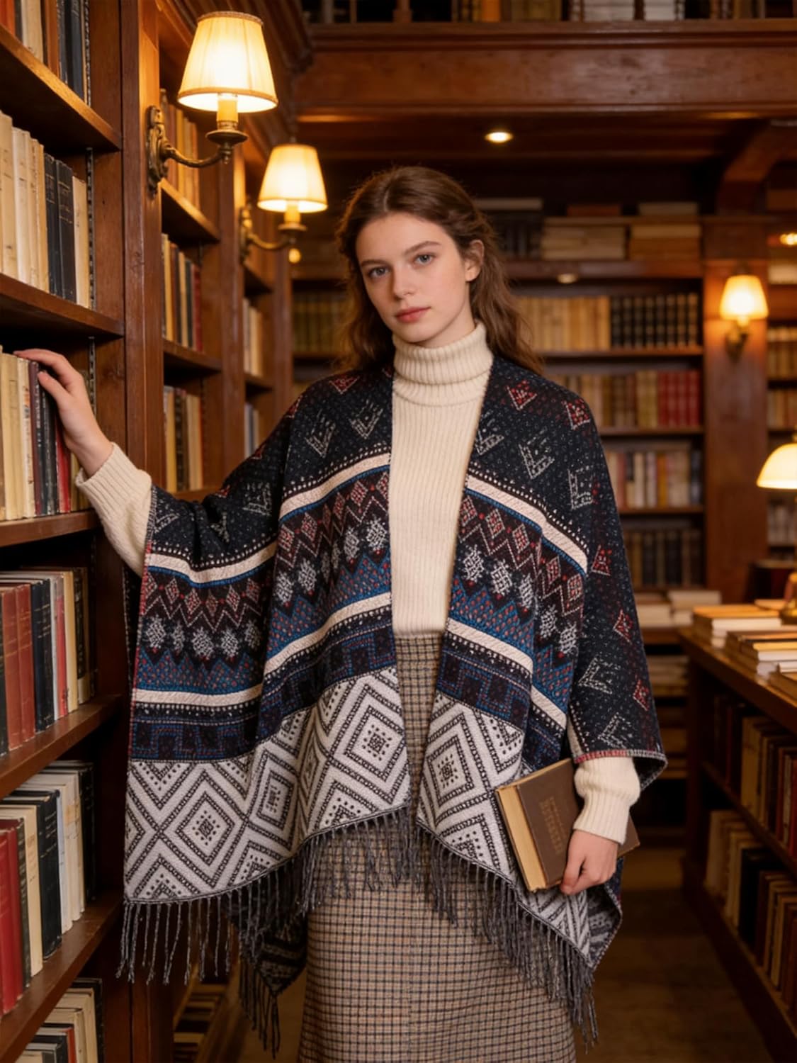 Moss Rose Women's Shawl Wrap Poncho Ruana Cape Open Front Cardigan Shawls for Spring Fall Winter