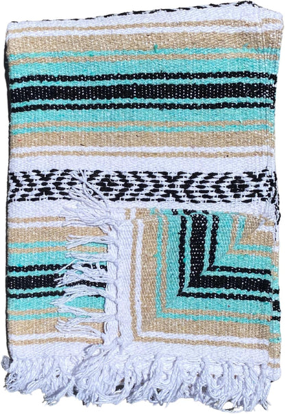 Del Mex Classic Mexican Blanket, Large Authentic Woven Falsa Throw (70"x50"), Artisan Southwest Décor for Beach, Yoga, Outdoors (Lavender)