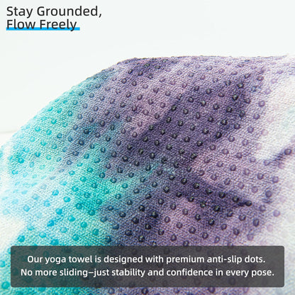 YESLIFE Non-Slip Extra Thick Hot Yoga Towel with One Sweat Towel, Microfiber Sweat Absorbent Yoga Mat Towel with Grip Dot, Pilates Mat, 72" x 24", Light Blue