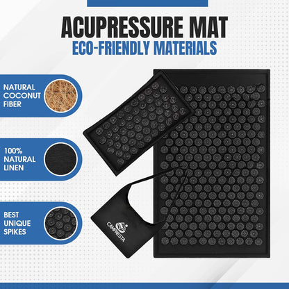 Acupressure Mat and Pillow Set, Mat with HIPS Spikes for Back/Neck Pain Relief, Sciatic, Headache, Stress and Muscle Relaxation