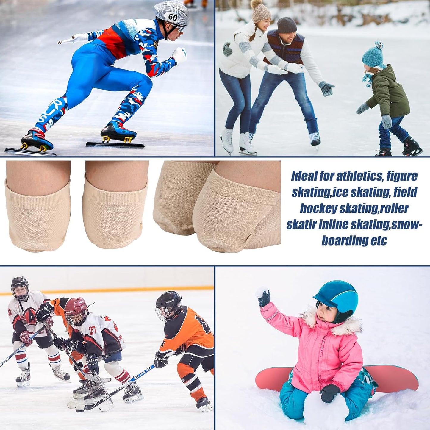 Shappy 2 Pair Figure Ice Skating Knee Pads Gel Dance Knee Pads Cushion and Support Breathable Material for Dancing Skating Women Girl Men