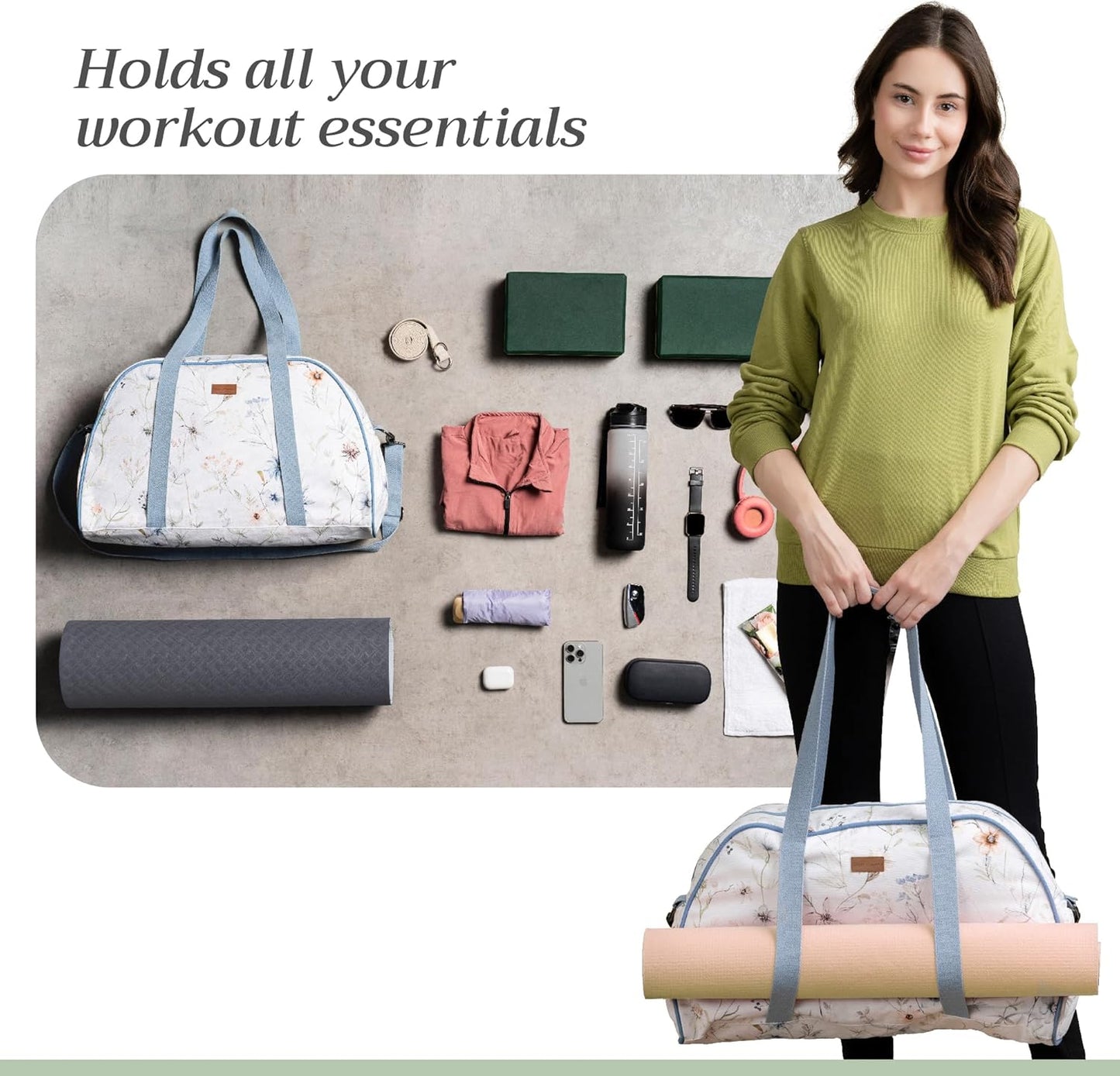 Maison d' Hermine Yoga Mat bag, Cylindrical bag for Woman&Men, yoga mat Bag &Adjustable shoulder straps Yoga Mat Carrier Bag with Drawstring Water Bottle Pocket and zipper pocket Easter Gifts