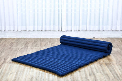 Leewadee - Kapok Roll Mat – Handcrafted Folding Sleep & Relaxation Mattress from Thailand, Ideal as Guest Bed, Camping Mat, Yoga Mat or Traditional Futon, 75 x 39 inches, Anthracite