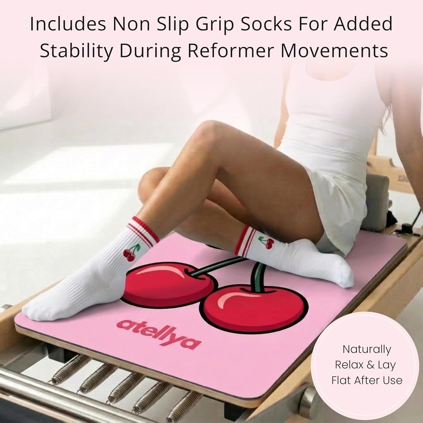 Pilates Reformer Mat Non Slip – Washable Reformer Mat Cover with Grip Socks & Mesh Bag, Sweat Absorbing Pilates Reformer Towel for Studio & Home Use