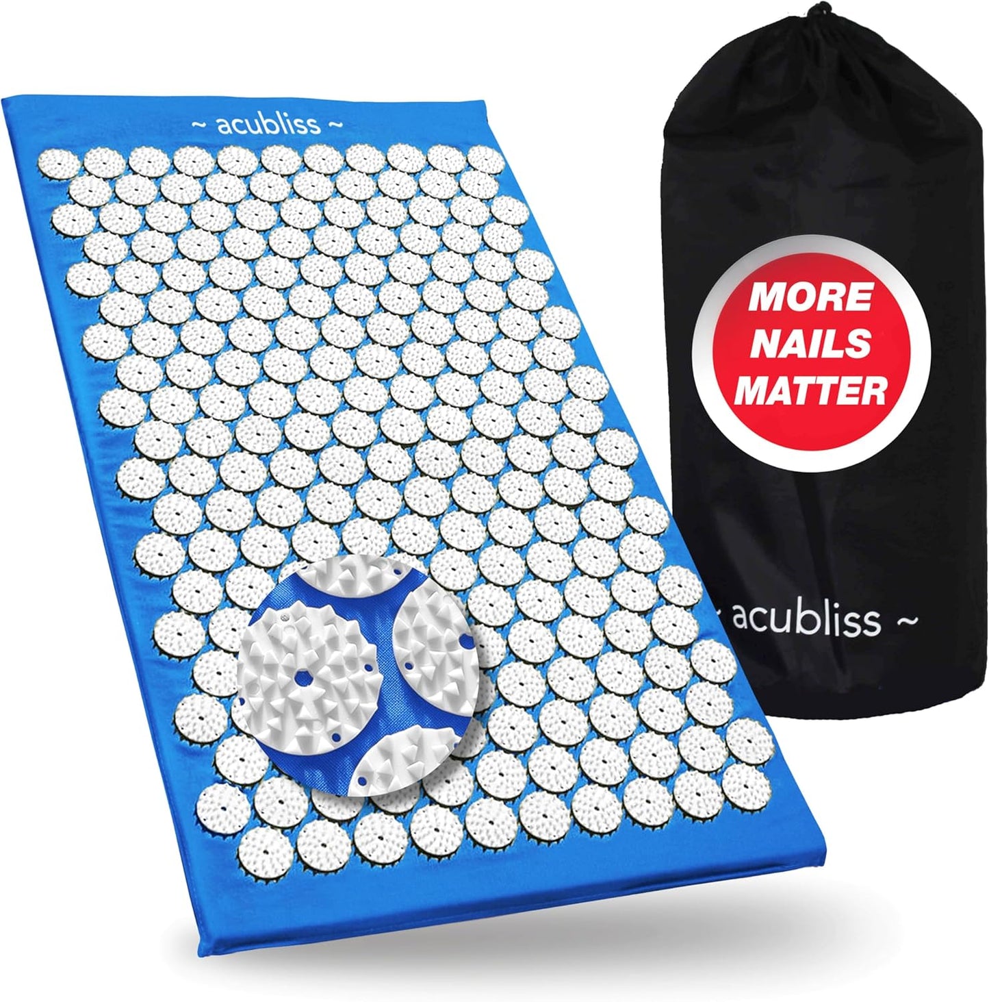 Premium Acupressure Mat, Strap & Pillow 3 piece Gift Set, 12,348 Acupuncture Pressure Points for Back Pain Relief, Increased Energy, Relaxation, Drawstring Bag, Deep Blue