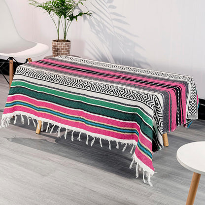 Airooglee 69" L x 51" W Large Mexican Blanket - Perfect as Yoga Outdoor Beach Serape Picnic Camping Woven Blanket, Boho Home Décor - Red