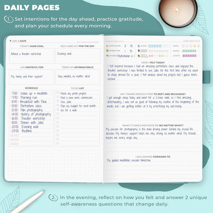 Clever Fox Self-Care Journal – Daily Reflection Notebook – Mental Health & Personal Development Planner, Meditation & Mood Log, A5 (Turquoise)