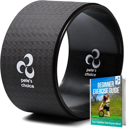 Extra Wide Yoga Wheel, Mini Yoga Wheel - Beginner Friendly Yoga Kit. More Comfortable, Stable and Safer Back Roller. Improve posture, better mobility. Ideal Home Exercise. Relieve Back Pain.